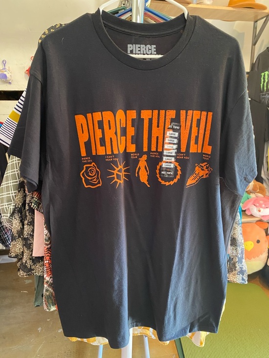 Pierce The Veil Other - Pierce The Veil Graphic Short Sleeve Tee - Black with Orange Print